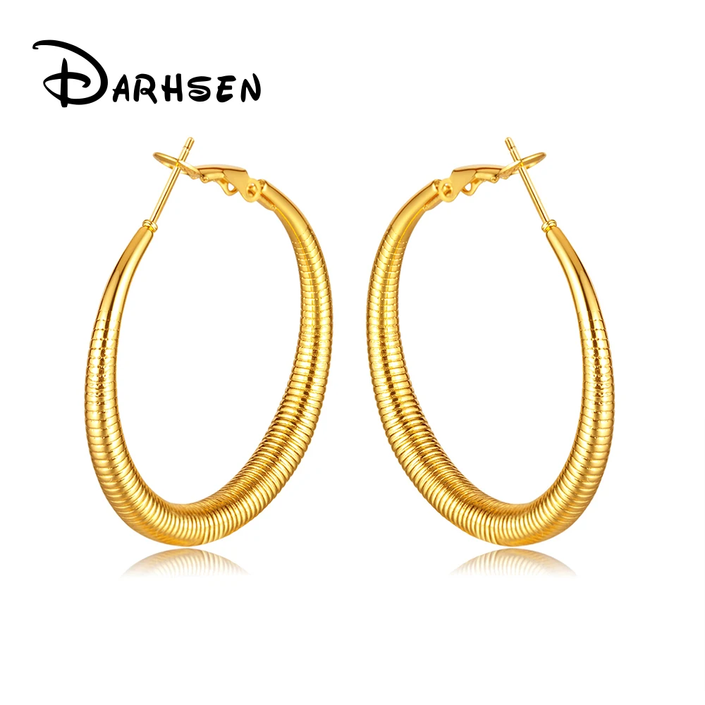 

DARHSEN Trendy Big Women Statement Hoop Earrings Fashion Jewelry Accessory Gold Color Stainless Steel Party Gift New 2023