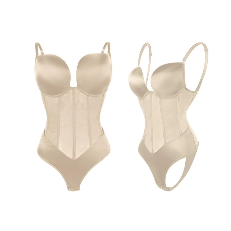 Women Body Shaper Compression Bodysuit One Piece Backless Shapewear With Bra Corset Slimming Waist Under Dress Underwear