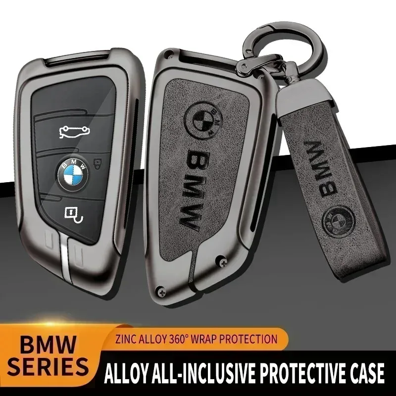 /Zinc Alloy Car Remote Key Cover Case Holder For BMW X1 X3 X5 X6 X7 G20 G30 G01 G02 G05 G11 G32 1 3 5 7 Series Keychain Accessor view 4
