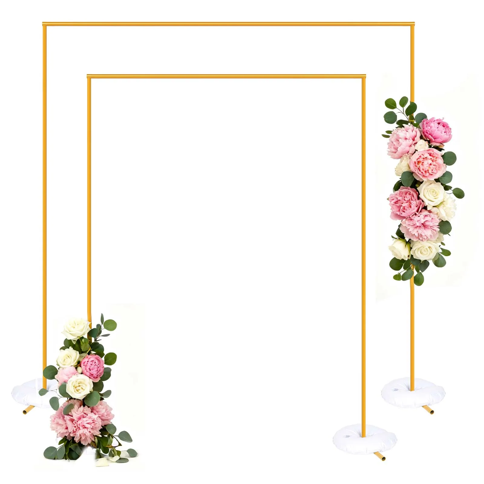 2 pièces, support d'arche de ballons carré en métal doré, 1,5×2M/2×2M, cadre de toile de fond réutilisable pour mariage, anniversaire, baby shower, Noël, décoration de jardin
