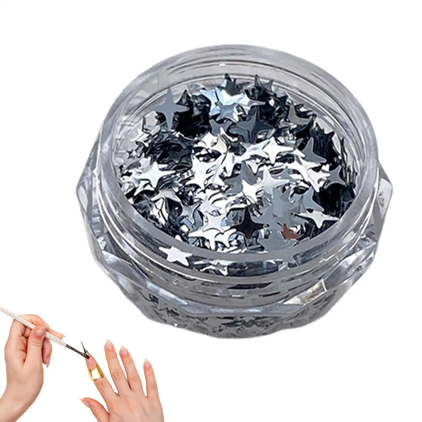 Silver Nail Stickers Silver Design Manicure Art Charms Decor Small Nail Stickers for Salon Home Studio Party Wedding Prom