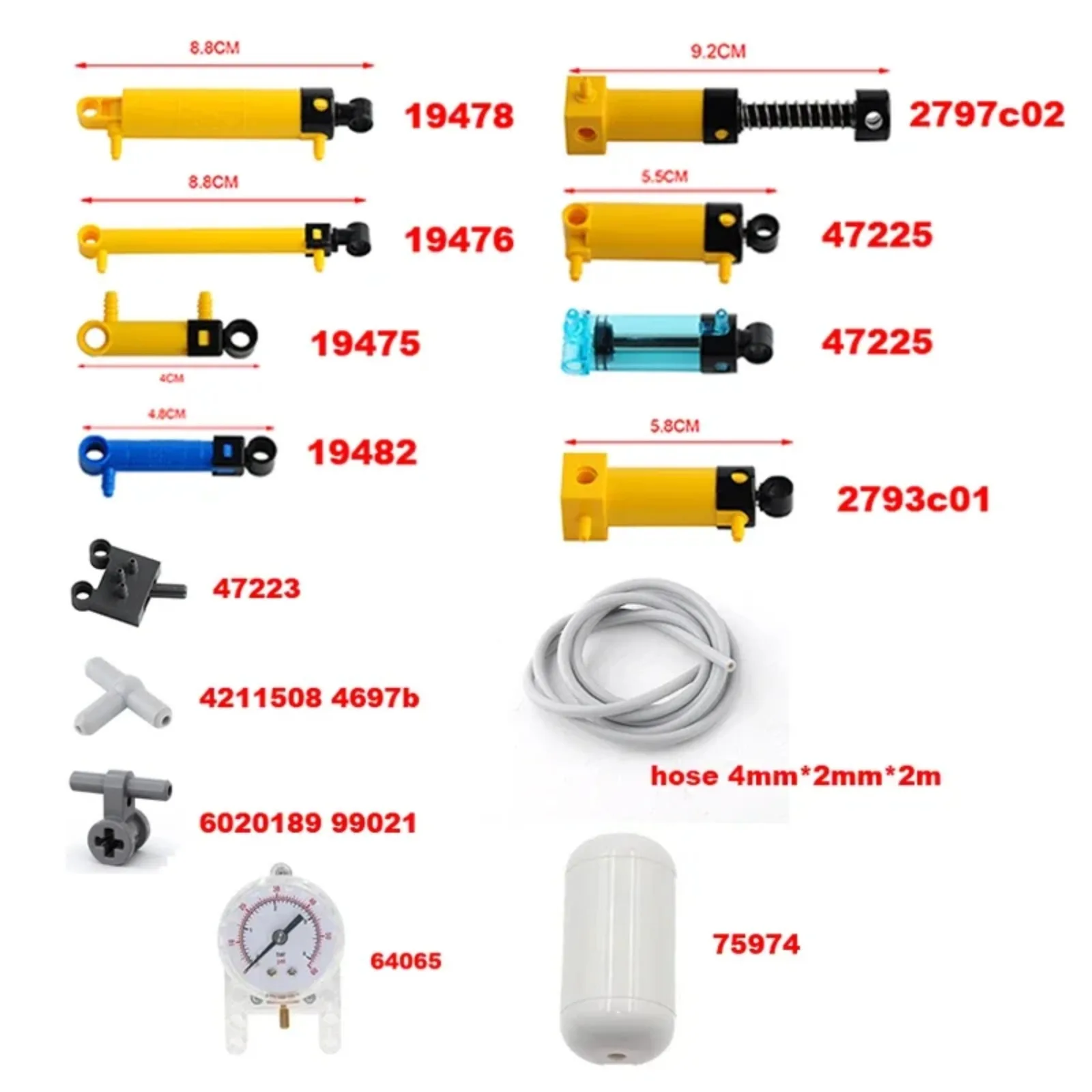 84 pièces/kit MOC Kit de pièces pneumatiques avec pompe à Air/cylindres pour Legoeds technique 42043 61904 47225 ensemble de construction