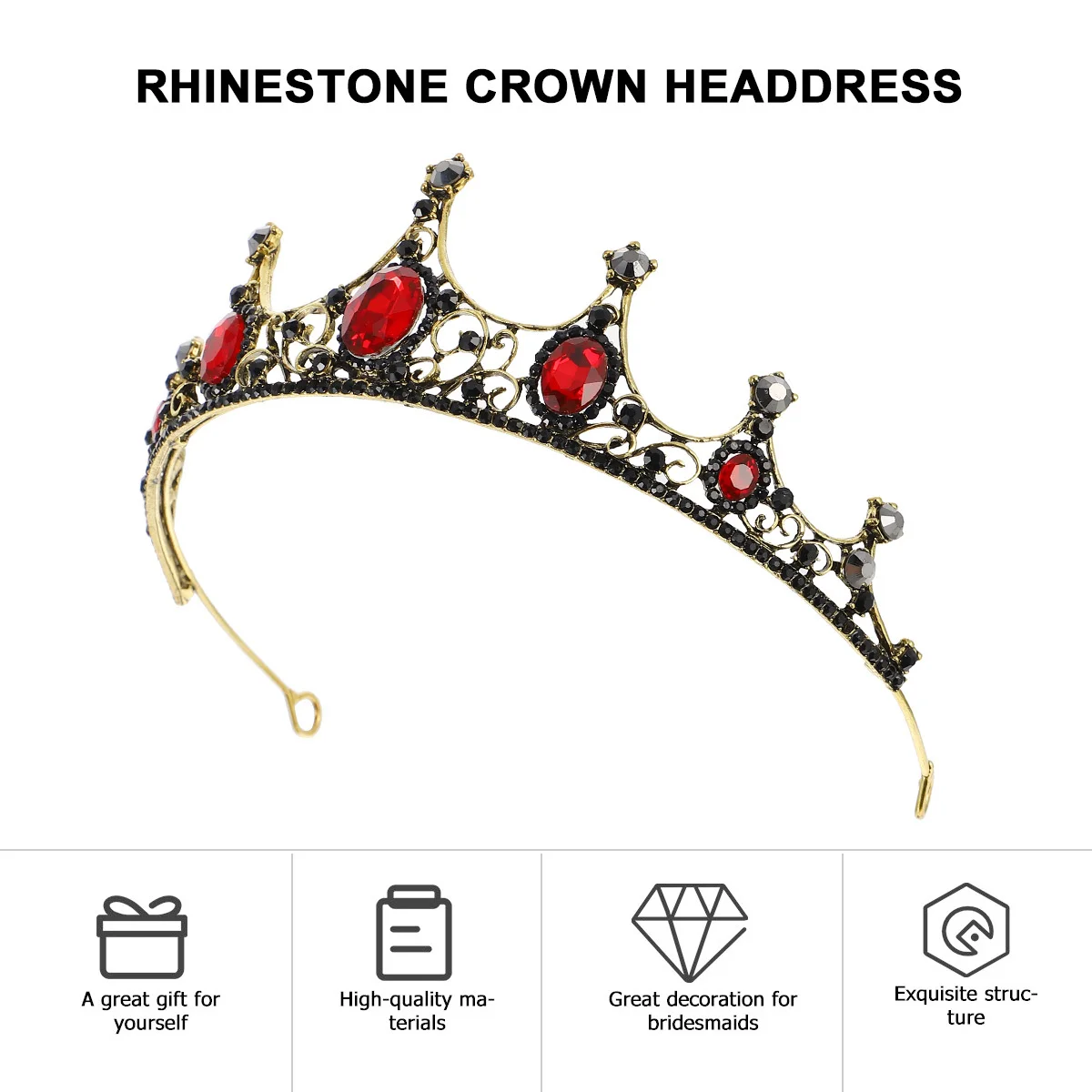 

Shiny Rhinestones Wedding Crown Headband Bridal Headdress Bride Bridesmaid Hair Accessories Elegant Stage Performance Cosplay