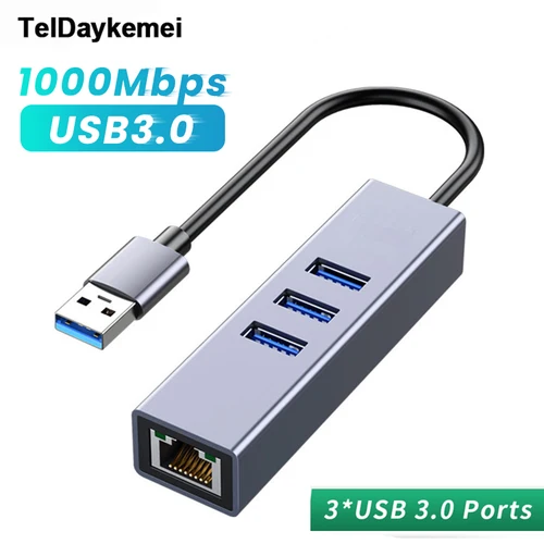 USB C HUB 1000Mbps 3 puertos USB 3,0 tipo C HUB USB a Rj45 Gigabit Ethernet adaptador RTL8153 para MacBook ordenador portátil