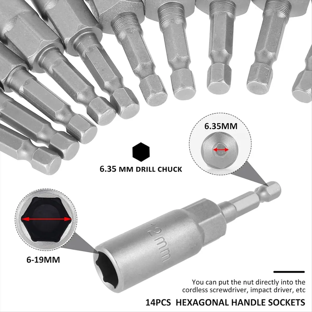 

Набор шестигранных торцевых ключей SEO, 14 шт., 6-19 мм, с глубокими головками, адаптерами и быстросменными насадками для гаек
