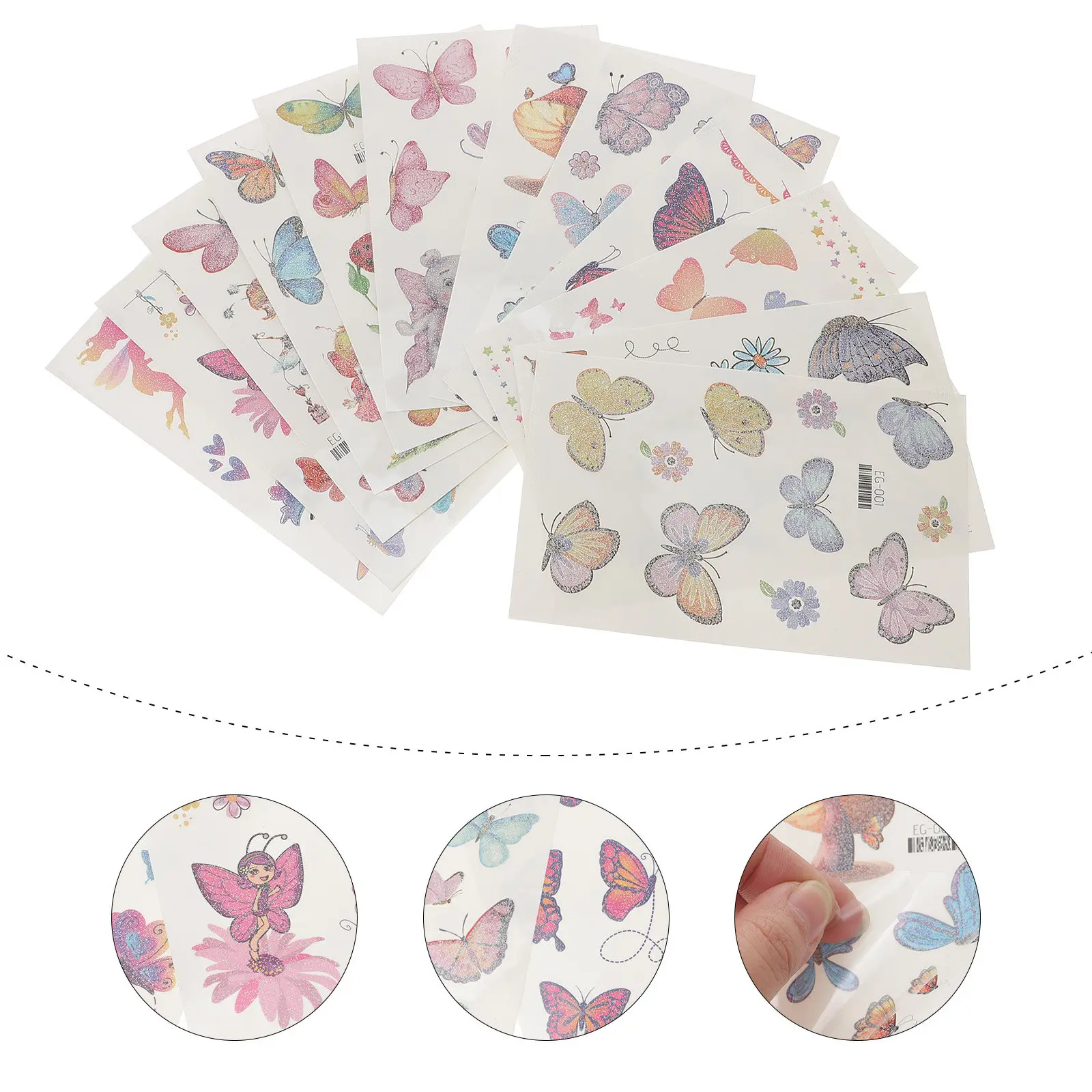

12 Sheets Colorful Butterfly Temporary Tattoos Waterproof Stickers for Women Body Decal Fashion Glitter Skin Safe