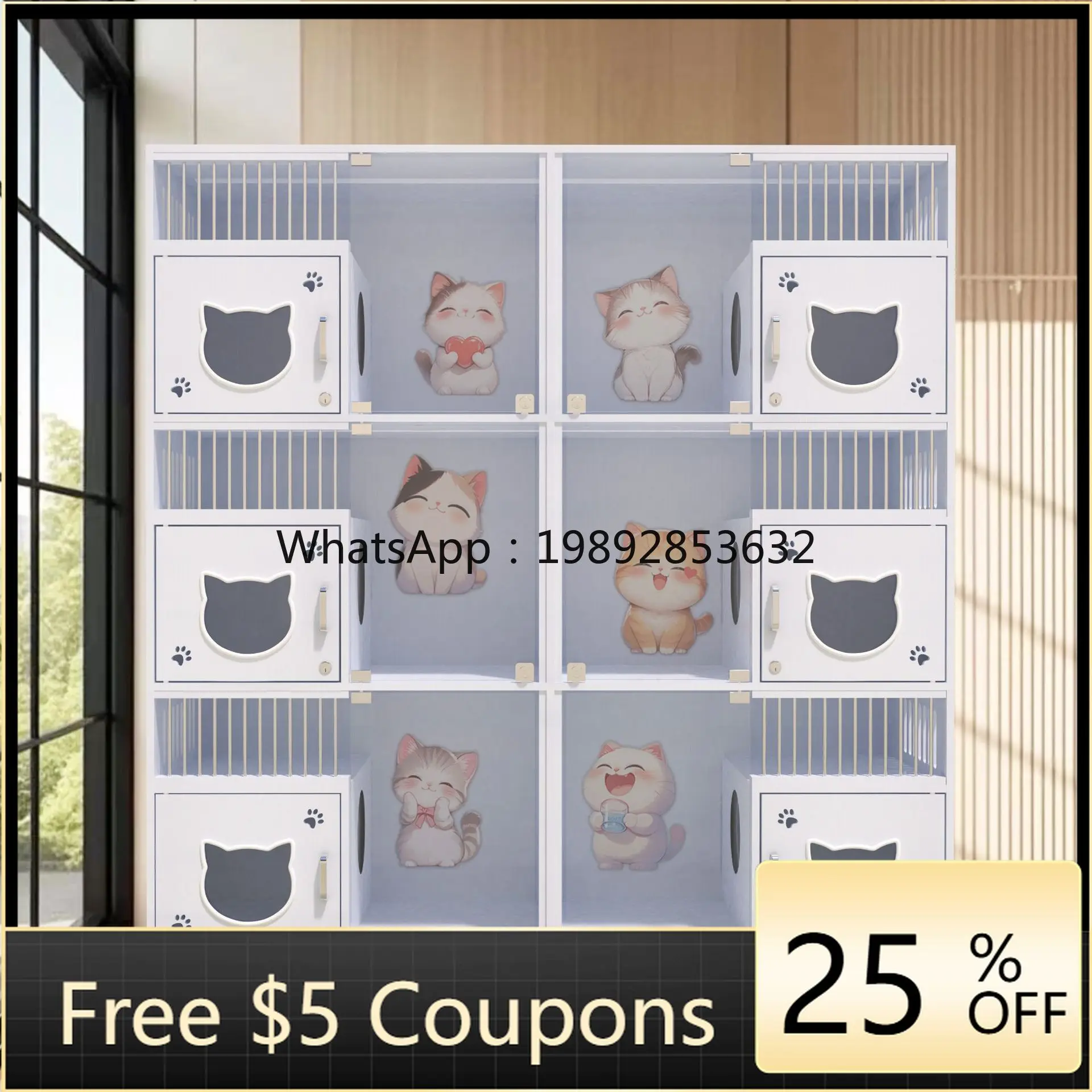 LYY Solid Wood Cat Cage Cat Villa Cabinet House Pet Shop  House Breeding Boarding Display Cabinet  Shelter Three Layers