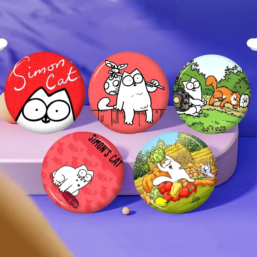 Cartoon S-Simon's Cat Film Tinplate Pin Button Custom Anime Role Old-school Brooch Cartoon Collar Badge Jewelry Gift Fans