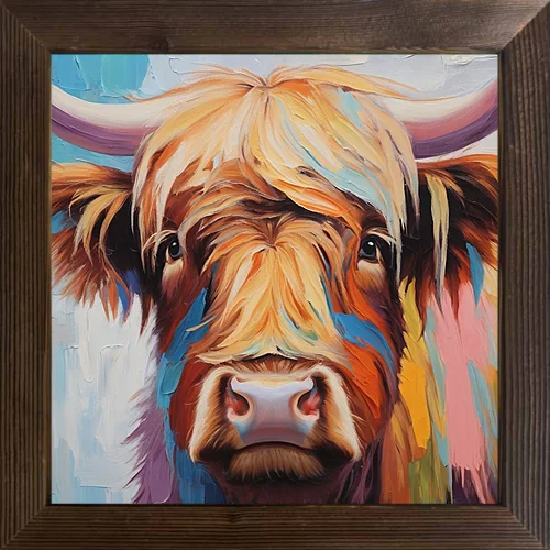 Painted Ox Element American Printed Oil Painting Art Style Waterproof Stickers Are Suitable for Coffee Shop Decoration