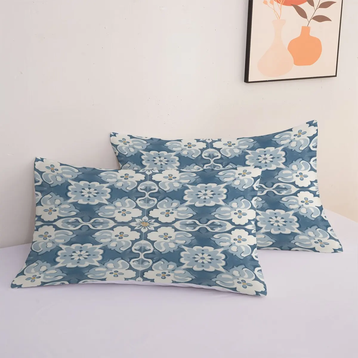 Floral pattern  Duvet size  blue-white tone  Duvet cover set, 1 duvet cover and 2 pillowcases