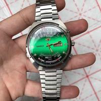 automatic mechanical unisex Orient watch with rotating large dial, fully functional stainless steel world time