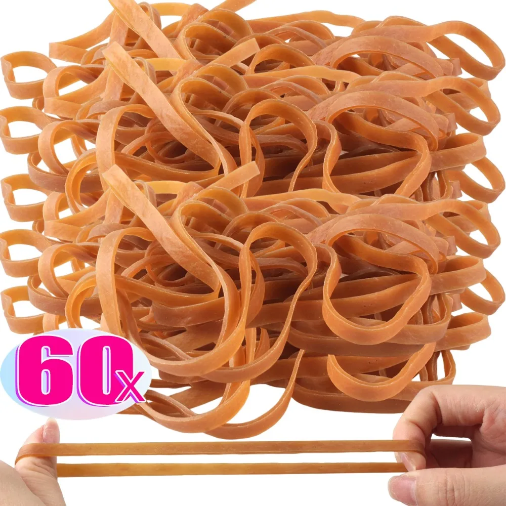 60/20PCS Elastici gialli multiuso Elastico in gomma robusta estensibile Fascia elastica allargata di grandi dimensioni Forniture per ufficio fai da te