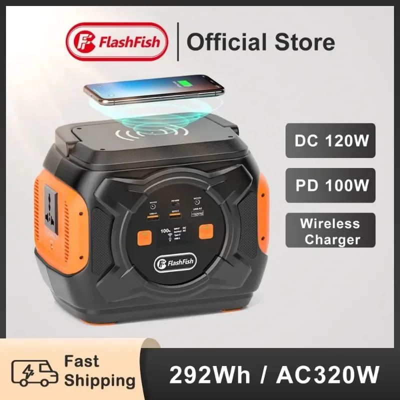 Portable Power Station 230V/110V PowerBank 320W 292WH Solar Power Generator Outdoor Energy for Camping Travel Electric Generator