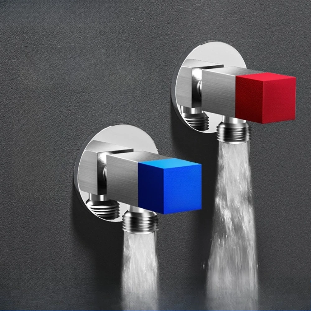 4 Points Faucet Inlet Valve G1/2 Brass Triangle Valve Heater Water Stop Valve Bathroom Toilet Washing Machine Universal Switch