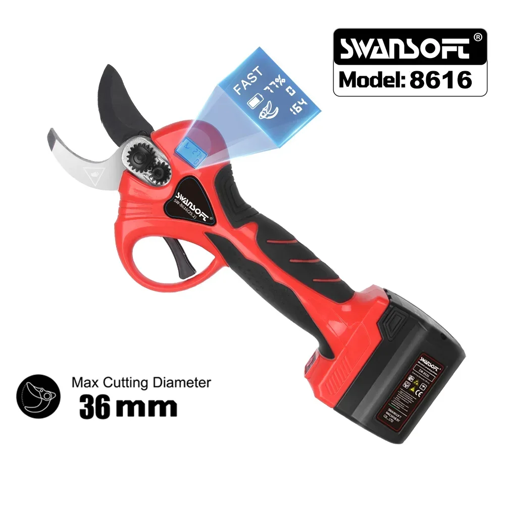 Picture 4: SWANSOFT 36mm Electric Pruning Shears Progressive Cutting With LED Display Gardening Tool For Pruning Vines and Olive Trees 8616