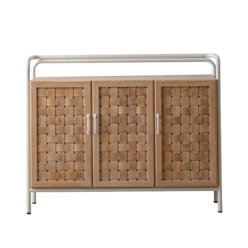

Log style solid wood with door creative sideboard simple retro storage cabinet entrance storage shoe cabinet