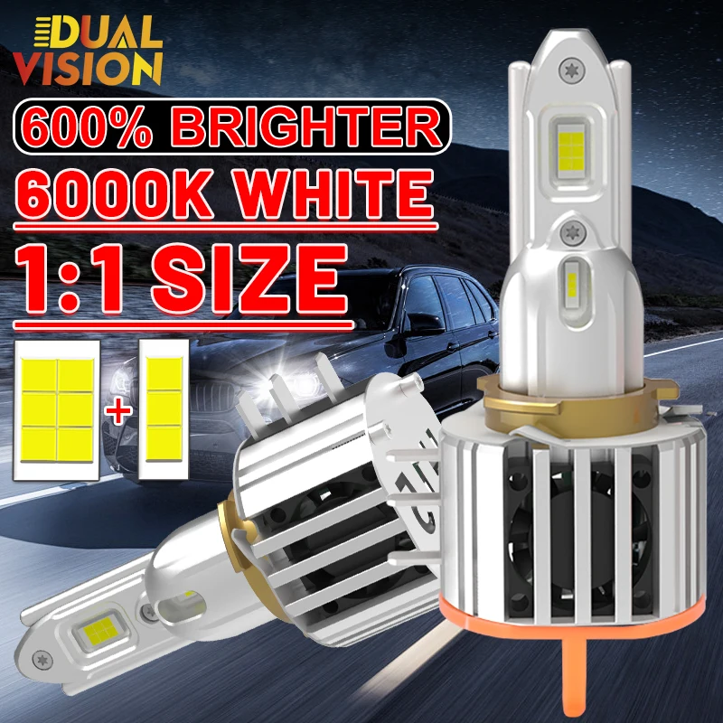 

Dualvision H15 LED Car Lights Canbus 6000K 7535 CSP Chip STG Auto Headlights 2PCS 1:1 Mini Size Diode Turbo Lamps 12V Plug&Play