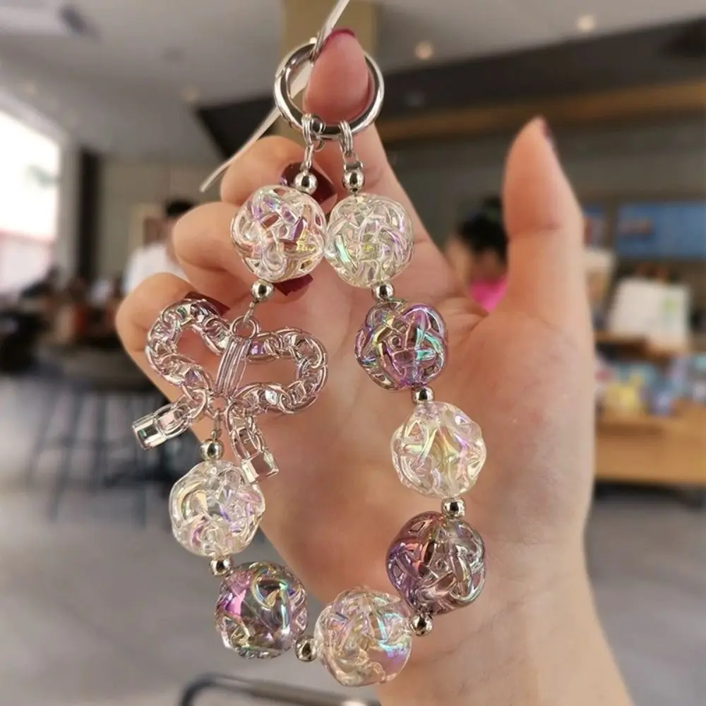 

Необычная цепочка для телефона из бисера, анти-потерянный блестящий сладкий брелок для конфет, сумка, подвесной автомобильный брелок, прозрачные бусины, кулон, подарки