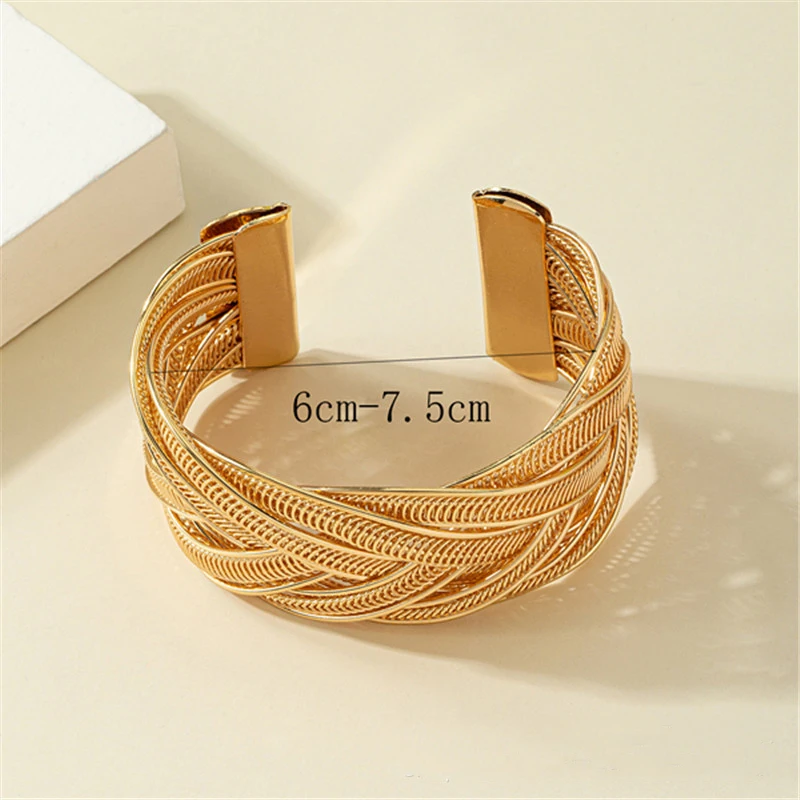 Fashion Trend Bracelet For Women Personality Metal Braiding Jewelry Multi Layer Iron Wire Opening Bracelet Trending Products