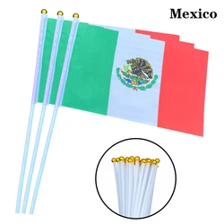 EOODLOVE 10/20/50 pieces 14 * 21cm Mexican hand-held plastic stick flag outdoor celebration event Mexican small-sized flag