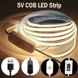 Bande lumineuse LED COB USB flexible, gradation linéaire tactile, bande de diodes, éclairage intérieur, rétroéclairage de miroir TV, décor de pièce, 3m, 4m, 5m, 5V