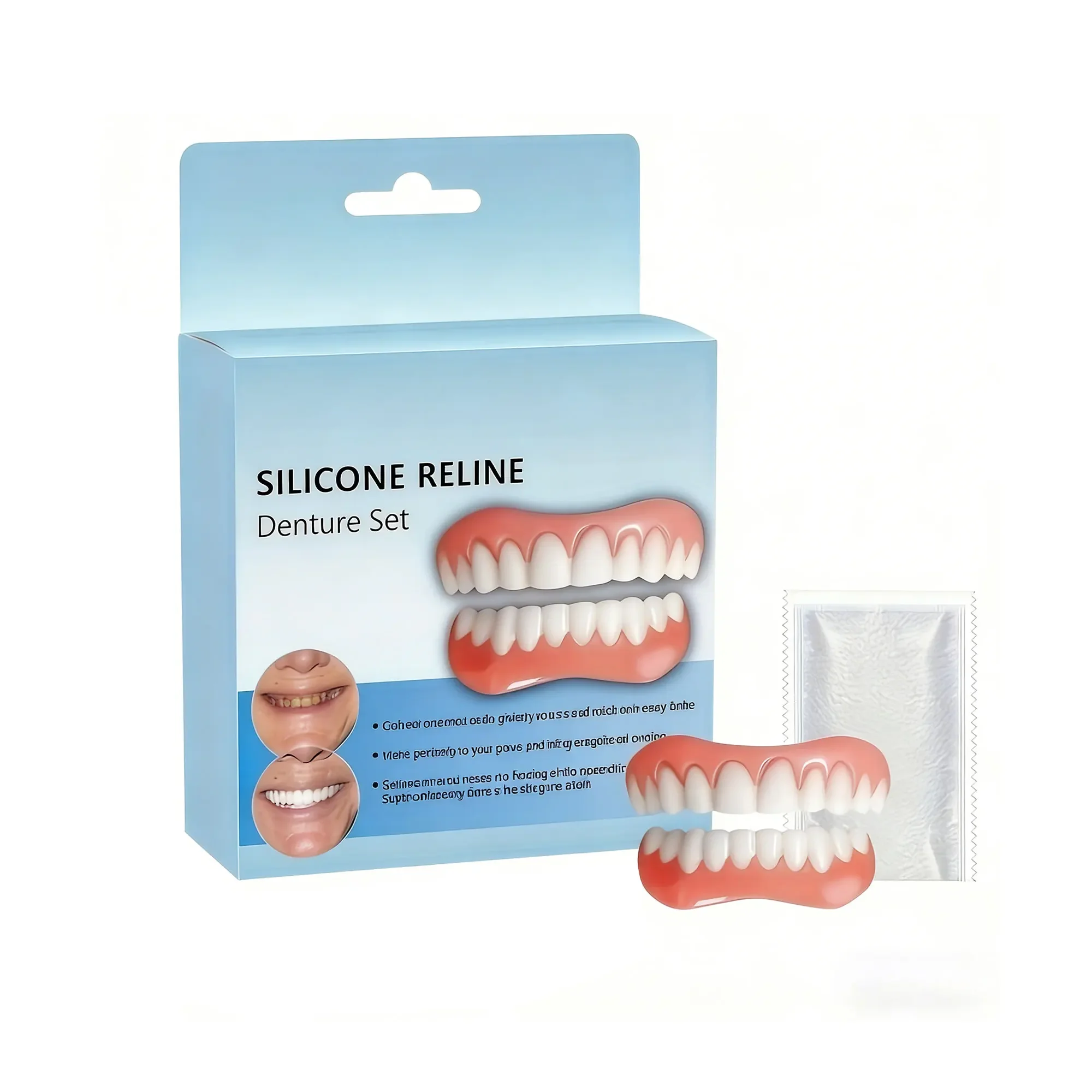 

Медицинская силиконовая накладка для зубных протезов, полный комплект для верхних и нижних зубов, мягкая и приятная для кожи, легко устанавливается, H2931-3