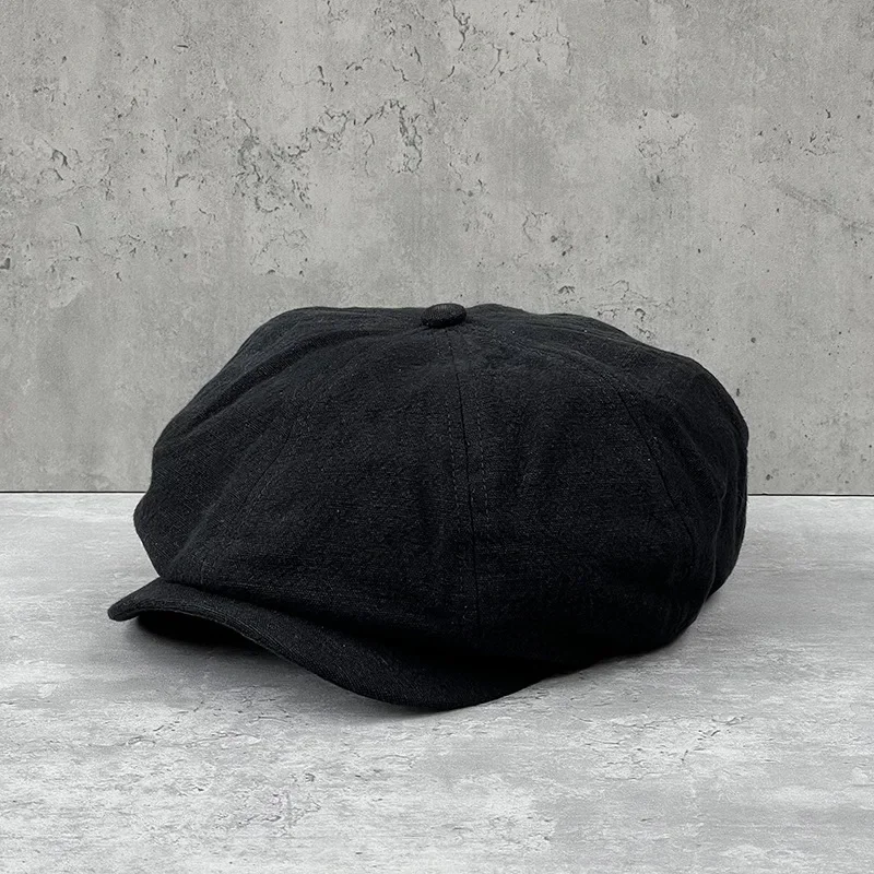 NEW Cotton Linen Newsboy Caps Plus Size 64CM Men's Spring Summer Thin Retro Beret Hat Fashion Casual Hat Unisex Octagonal Hats