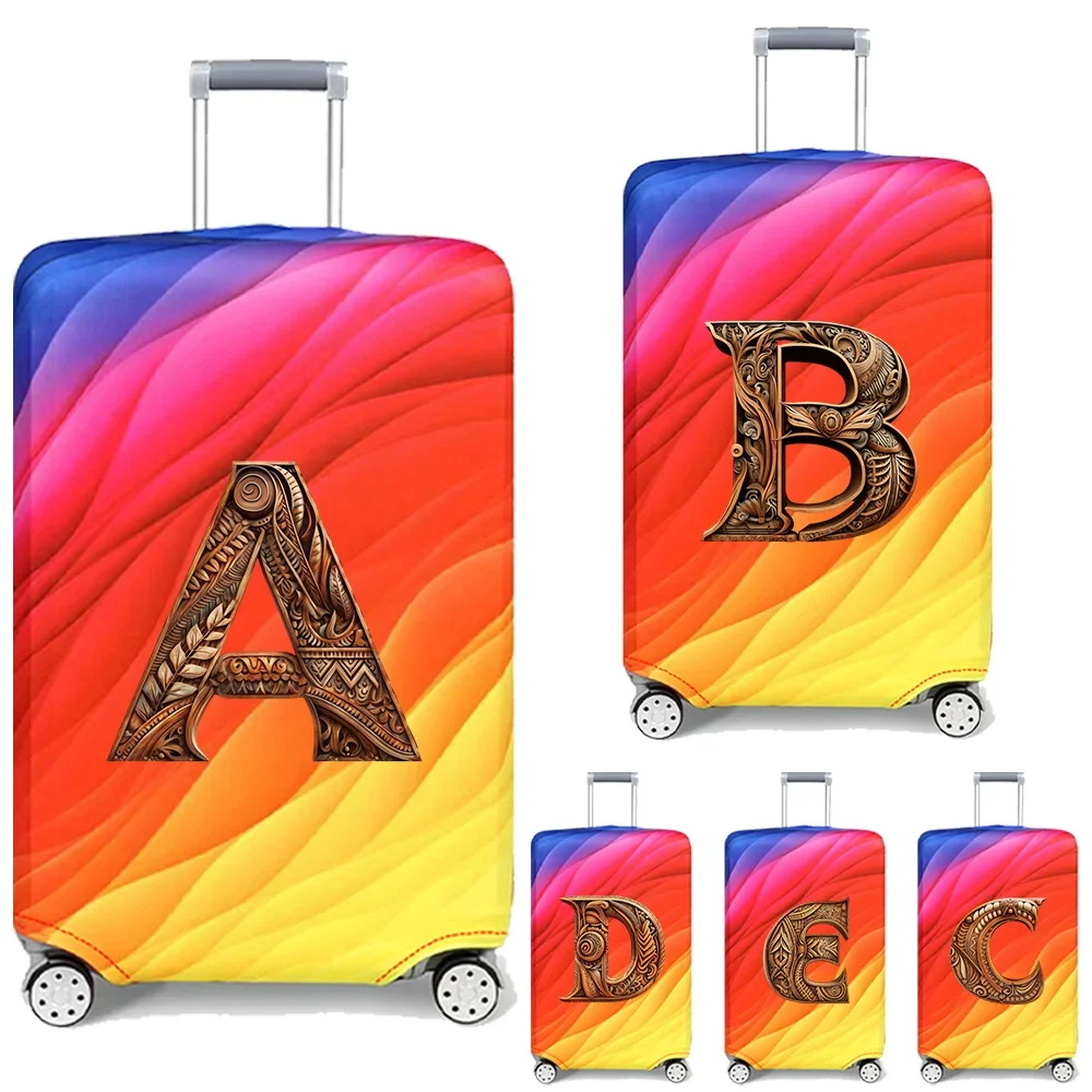 Suitcase Covers Portable Trolley Box Cover Suit for 18-32 Inch Bag Elastic Dust Cover Travel Accessories Wood Art Letter Series