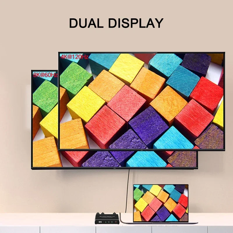 8K 1x2 HDMI الفاصل 4K @ 120 هرتز HDMI2.1 محول الفيديو 1 في 2 خارج 3D HDR العرض المزدوج ل PS5 Xbox لعبة الكمبيوتر المحمول إلى شاشة التلفزيون