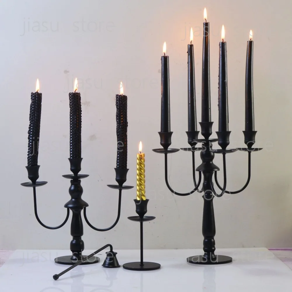

Nordic Iron Candle Holder Wedding Ceremony Suitable for Long Candles Minimalist Retro Style Candlestick Home Decoration