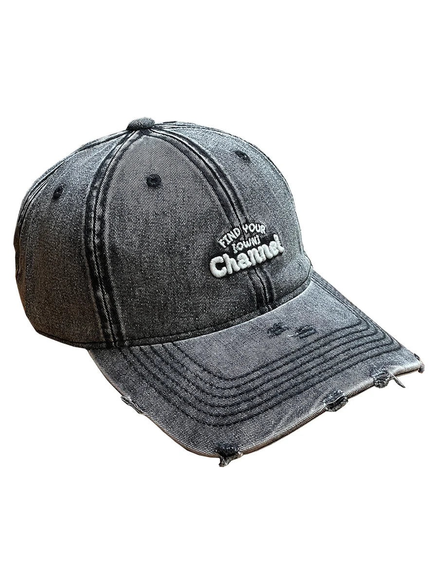 Vintage Denim Duckbill Cap Couple Style Embroidered Baseball Cap for Men