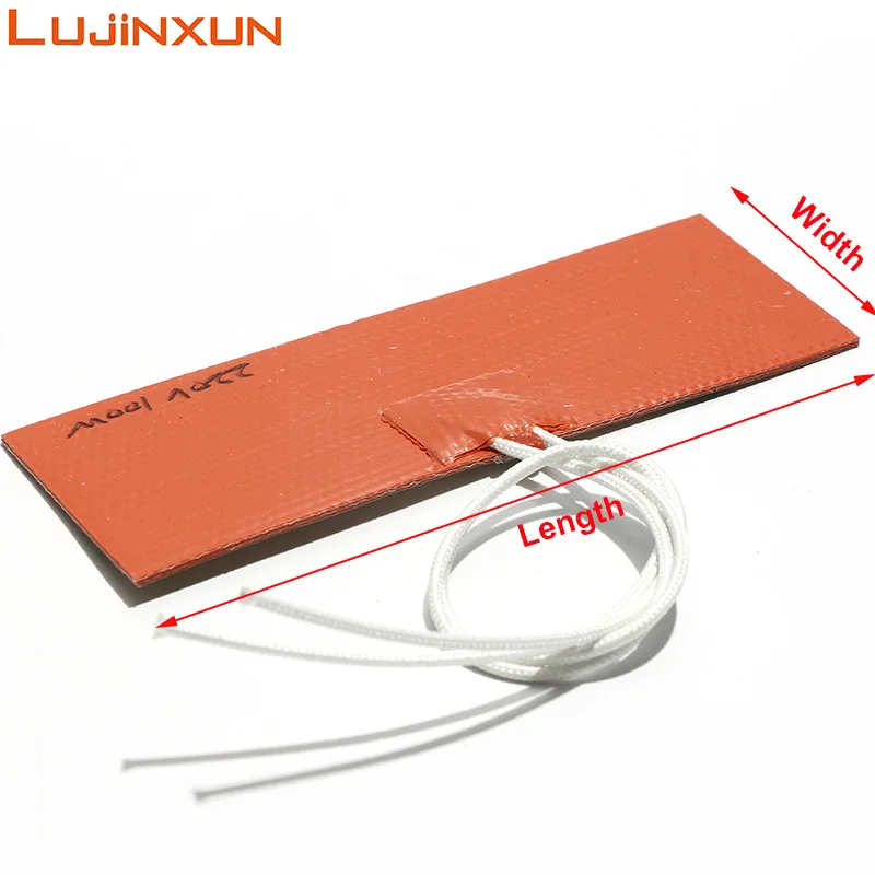 LUJINXUN Custom Size Silicone Rubber Heater Strip Thermal Heating Element Mat Pad 12V 220V Waterproof Flexible Electric Bed Warm
