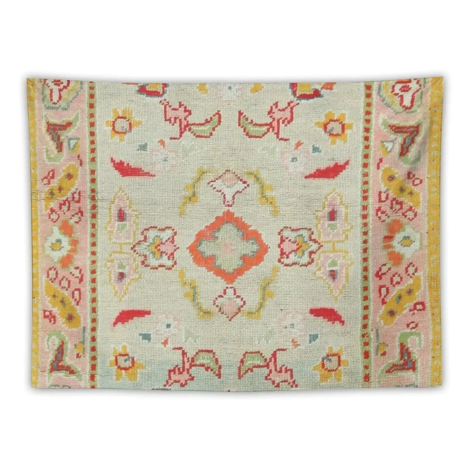 

Antique Turkish Oushak Rug Print Tapestry Wall Decor Hanging Wallpaper Bedroom Tapestry