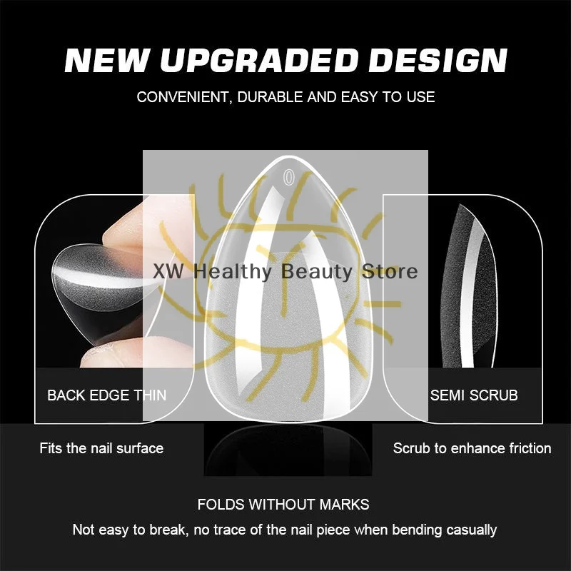 120/240/504/600Pcs False Nail Tips Soft Gel Fingertip Semi-matte Square Almond French Coffin Full Cover Nails Extension