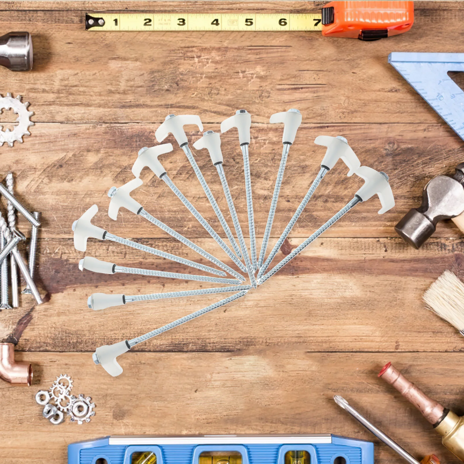 

1Set Metal Spiral Fluorescent Tent Stakes Hexagonal Thread Heavy Duty Outdoor Camping Ground Anchors Tent Stakes Bulk