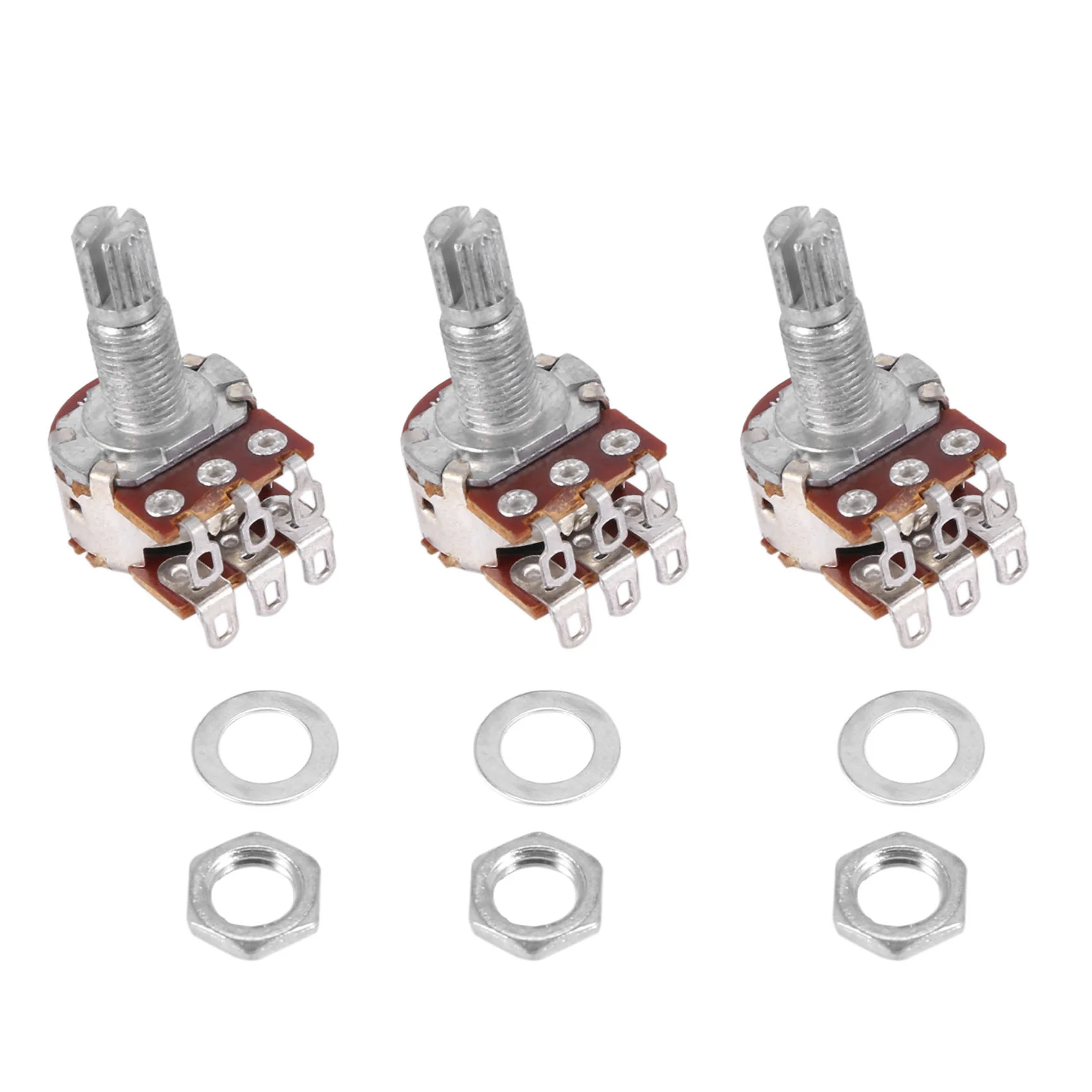 3 Pcs Double Balance Stacked Knurled Stalk Guitar B  Volume Tone Control Pots Potentiometer Switch MN25K