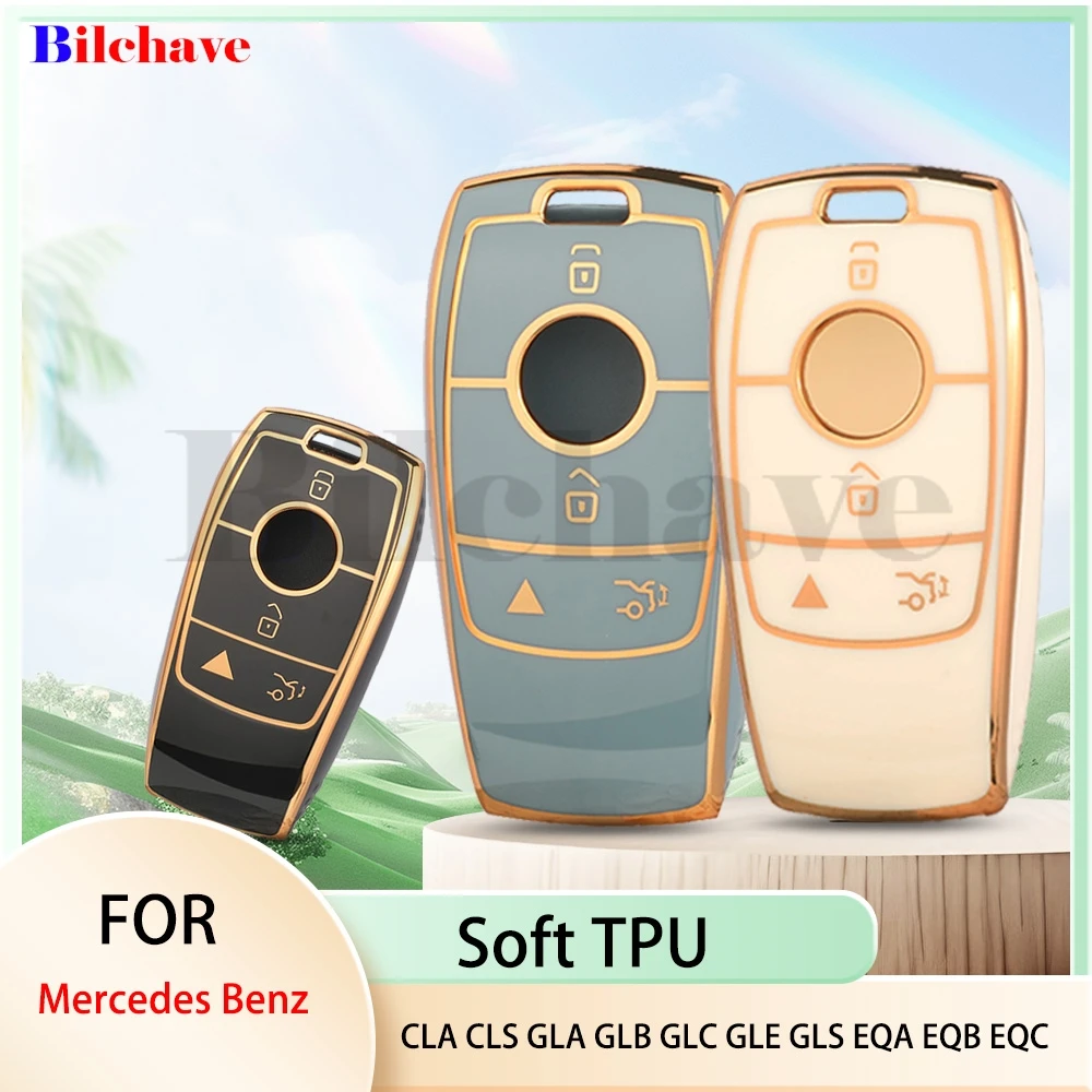 

jingyuqin TPU 4 Buttons Car Remote Key Case Shell For Mercedes Benz A B C E G S Class CLA CLS GLA GLB GLC GLE GLS EQA EQB EQC