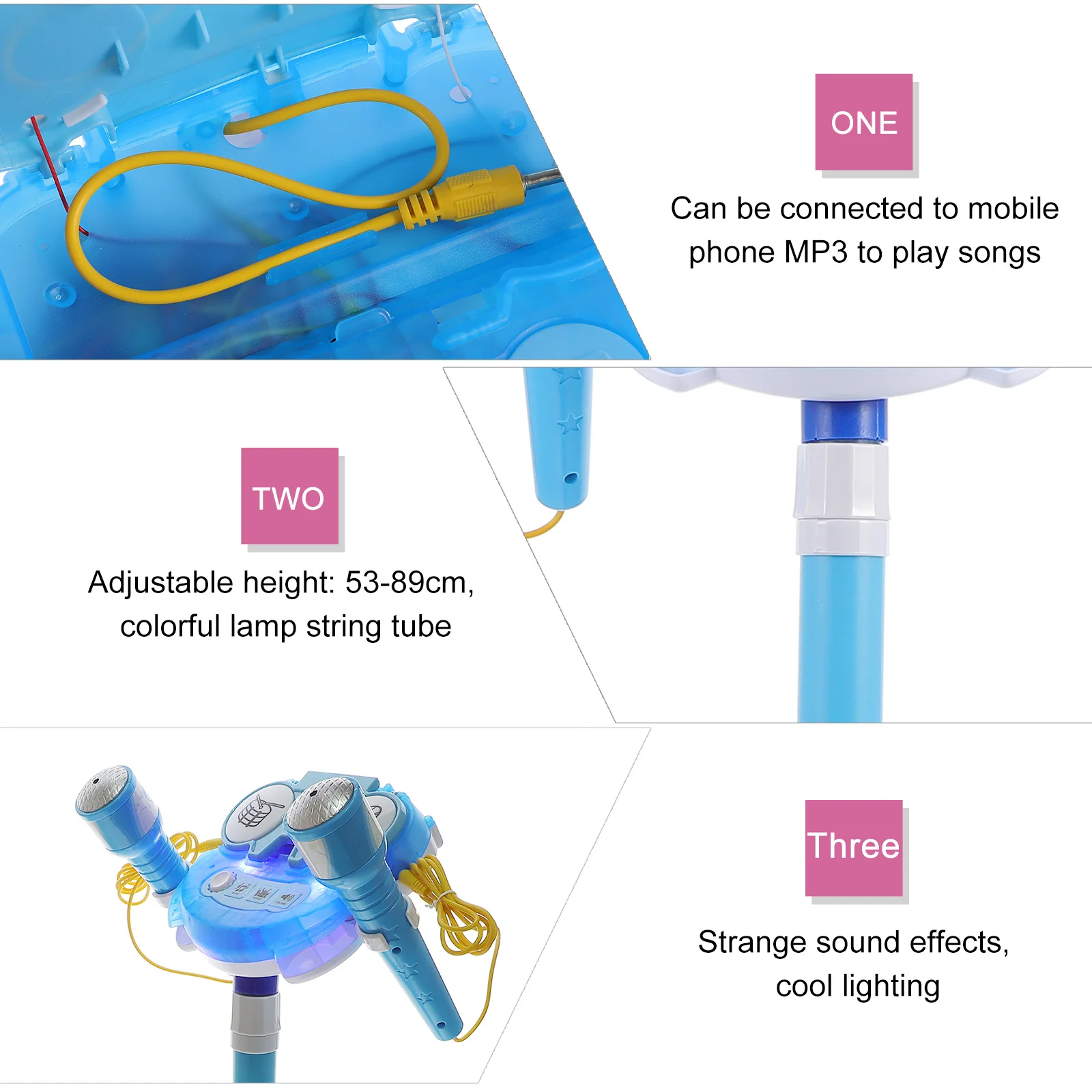 幼児教育用カラオケマシン、サイズ調整可能、カラフルなシミュレーションマイク、子供用音楽玩具