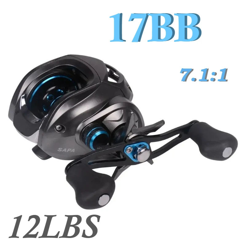 

EASYFISH 1pcs Left and Right Casting Reel 17BB 7.1:1 Baitcasting Fishing Reel Magnetic Brake 12LBS Powerful Drag Fishing Reel