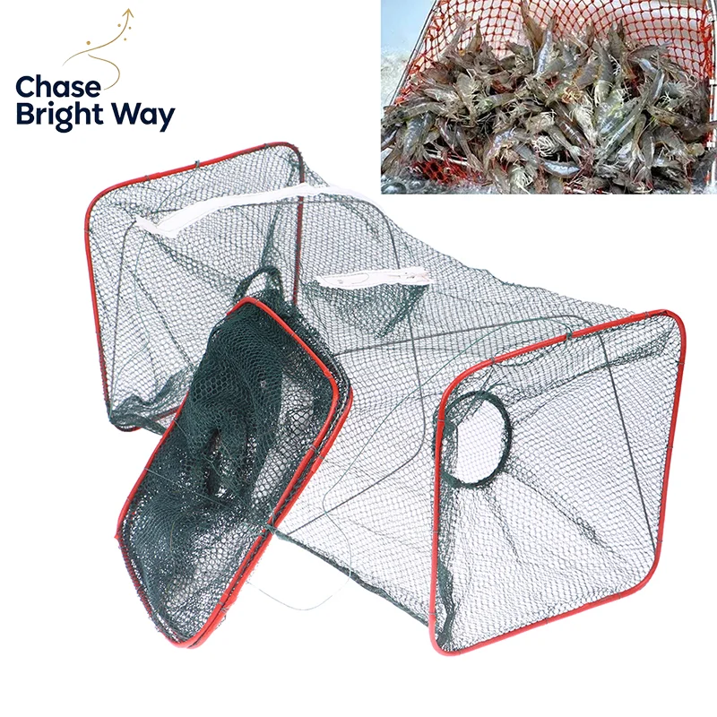 Portable Folding Fishing Net Dip Net Cage For Fish Nylon Steel Wire Shrimp Vessel Trap For Fishing Net Hands Trap Cage