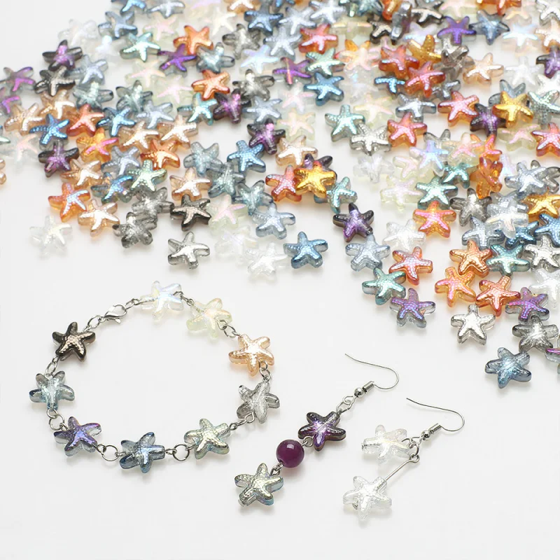 13X14 Medium Hole Starfish Pendant DIY Bracelet Necklace Glass Crystal Pendant Jewelry Handmade Bead Material