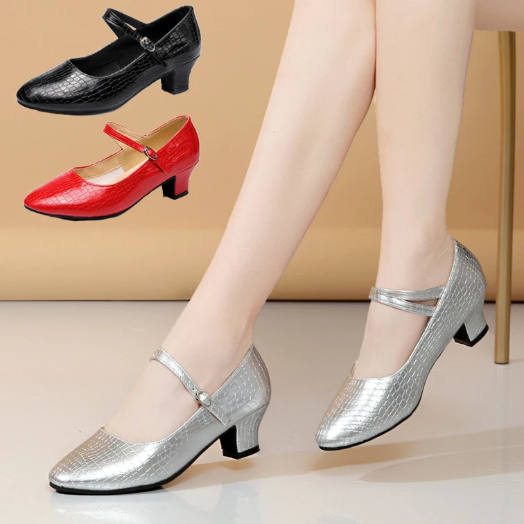 Chaussures de brevLatine à Talons Moyens de 4cm pour Femme, Souliers Modernes à Semelle Souple pour Salle de Bal, Tango Standard