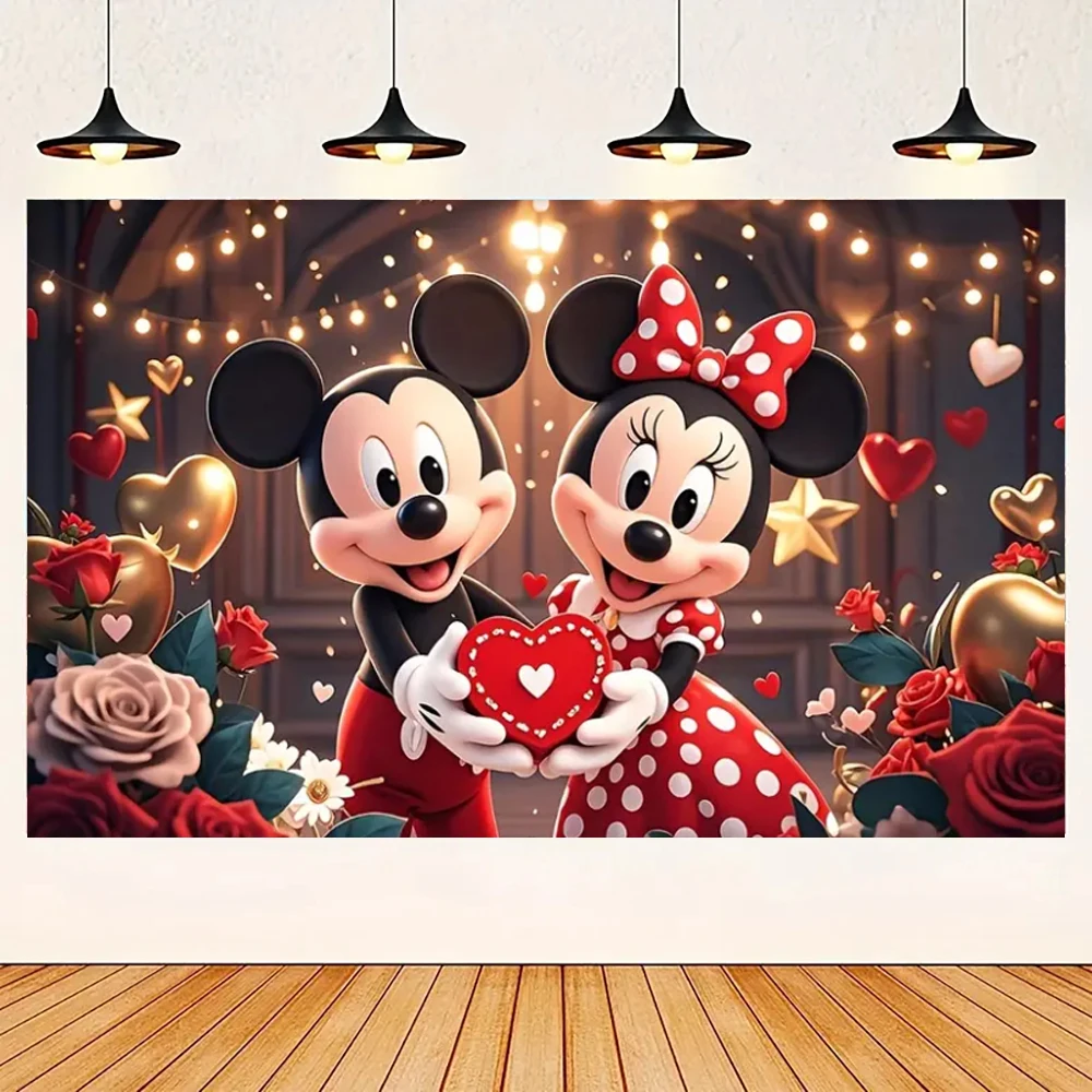디즈니 만화 미키 미니 미키 마우스 생일 배경 파티 장식 베이비 샤워 용품 어린이 선물 사진 포스터