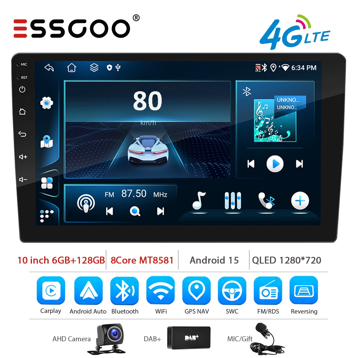 ESSGOO 7 9 10 inch Universele CarPlay Android Auto Autoradio voor VW Fiat Renault Nissan Hyundai GPS Multimedia Autoradio Stereo
