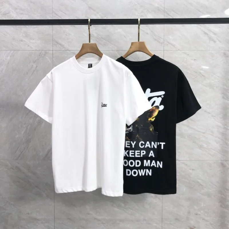 Oversize Patta Short Sleeve Tee High Street Black White Print Loose American Streetwear Y2k Clothes