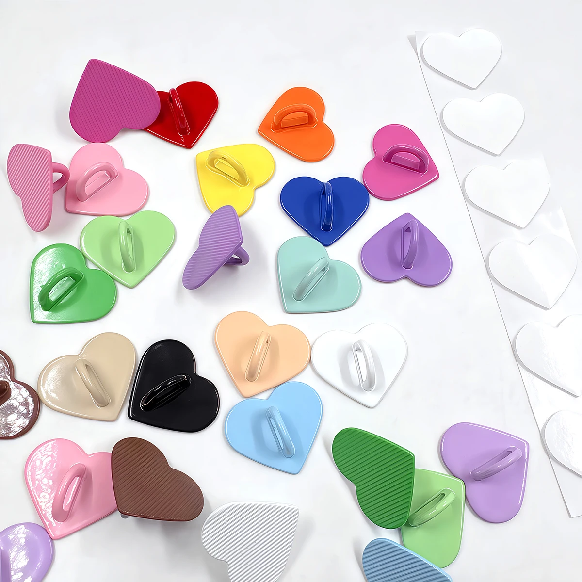 3/5Pcs Adhesive Metal Phone Charm Holder Finger Ring Stand Hook Buckle Heart Shaped for Mobile Phone Case Accessories Supplies image 3