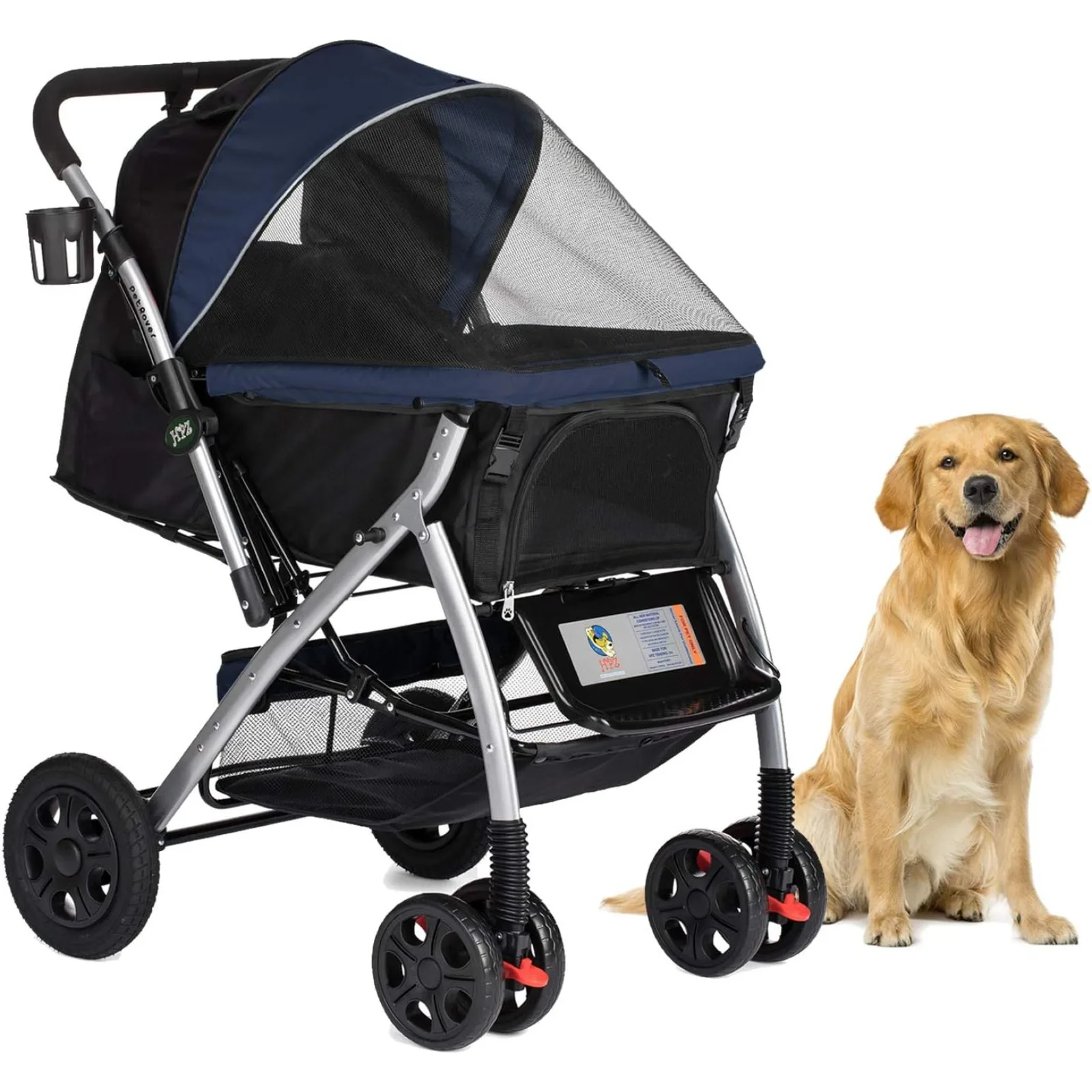 

US Pet Rover Premium Heavy Duty Dog/Cat/Pet Stroller Travel Carriage With Convertible Compartment/Zipperless Entry/Reversibl