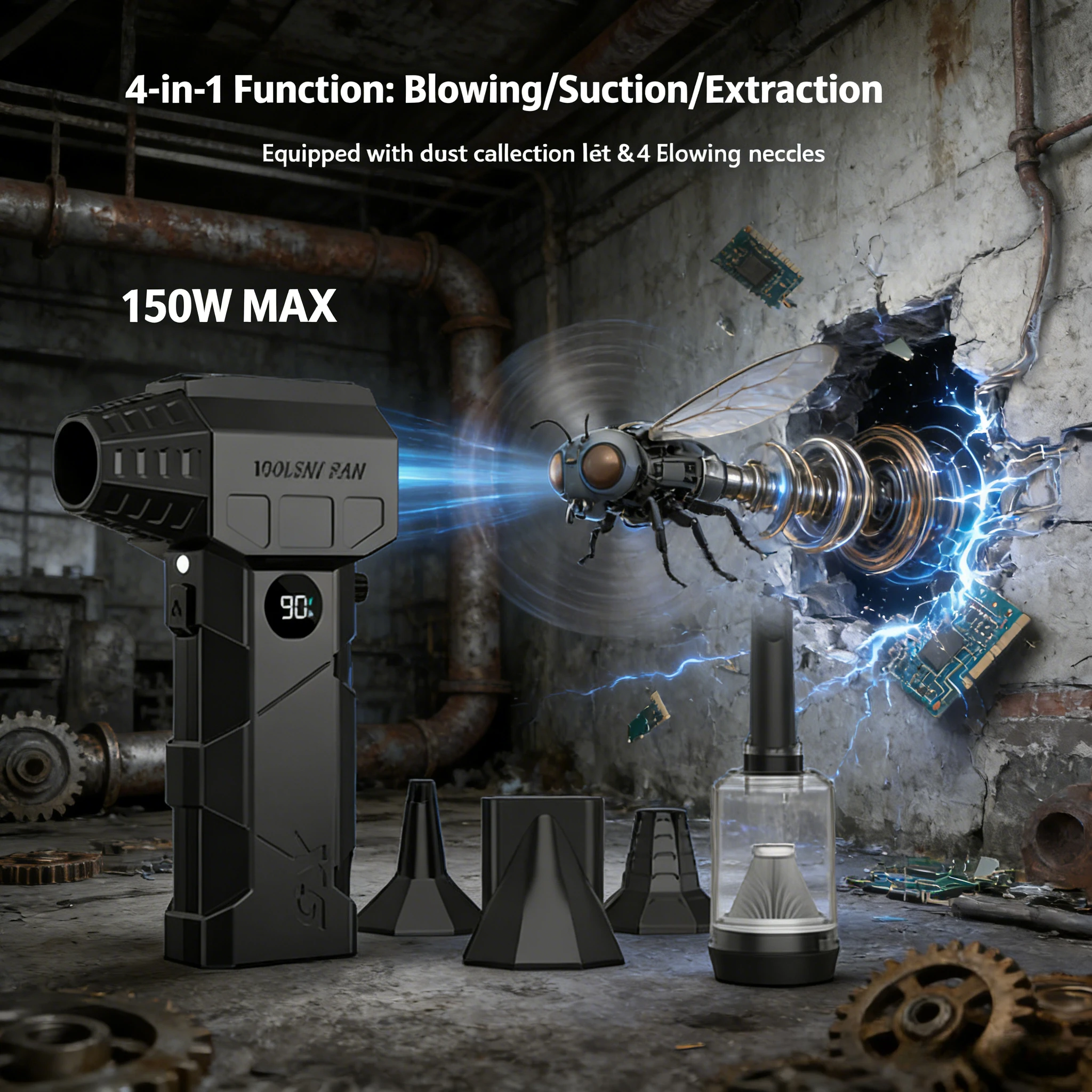 

⚡ Высокоскоростной вентилятор X5 мощностью 990 000 об/мин | 150W 53m/s Thunder Turbo 6000mAh Type-C