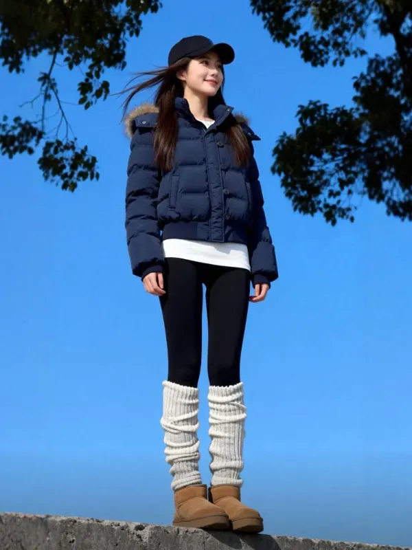 

Korean Sle ort Hooded Cotton Jaet Beautiful Women's Faion Spring 2025 Pure Color Zipper Closure Regular Sve Length