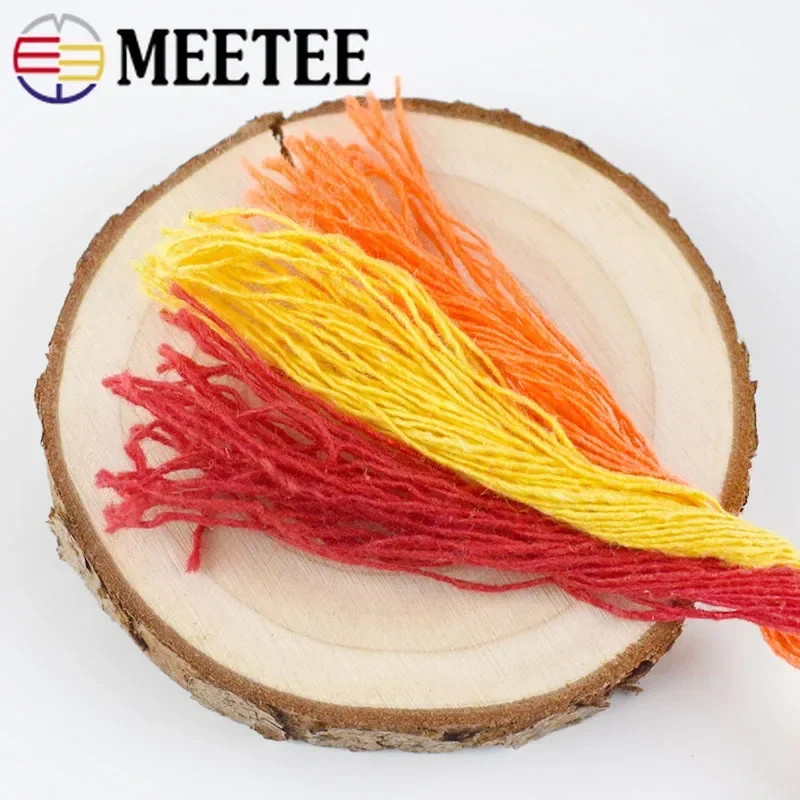 Meetee 10/20M 5mm Colored Cotton Rope 3 Shares Twisted Cords for Bag Belt Decoration Macrame Cord Twist Ropes Sewing Accessories